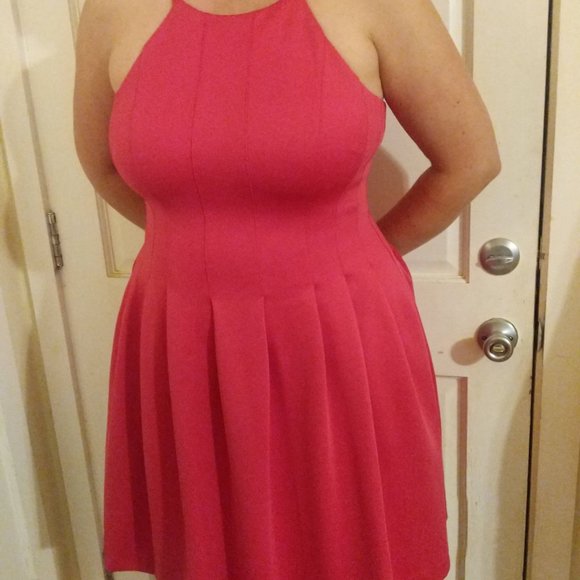 Calvin Klein Pink Scuba Watermelon Classic Fit and Flare Dress Size 10 - Picture 8 of 9